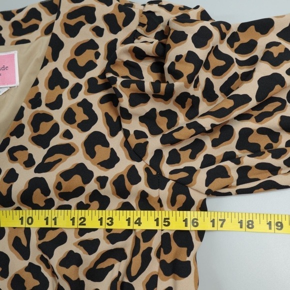 Kate Spade Leopard Print Wrap Dress Brown Crepe HOCO 80s Mob Old Money - Picture 14 of 16